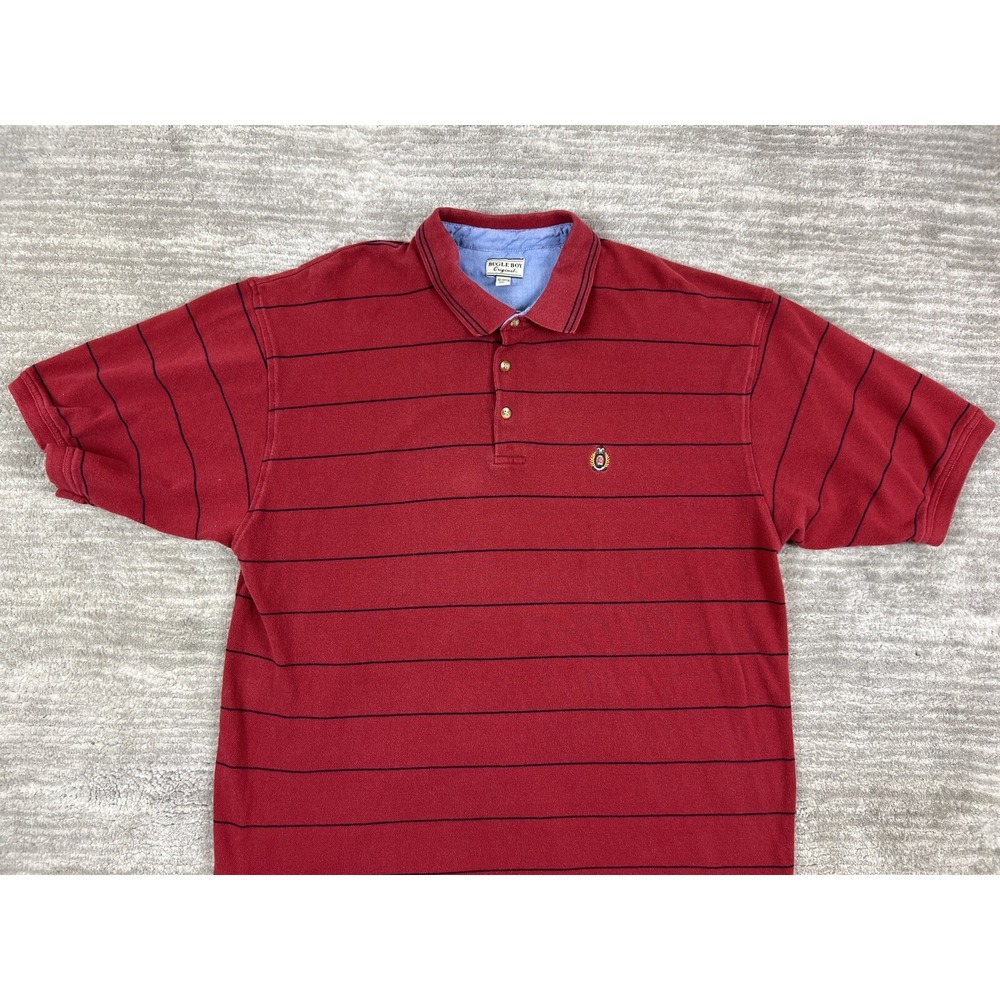 Bugle Boy Polo Shirt Mens XXL Red Striped Short Sleeve Vintage 90s Cotton Pique - Picture 2 of 10